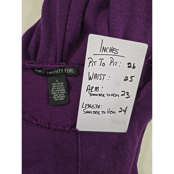 Two Twenty Five Purple Cashmere Blend Sweater Womens Large Casual Office Career - Picture 6 of 8